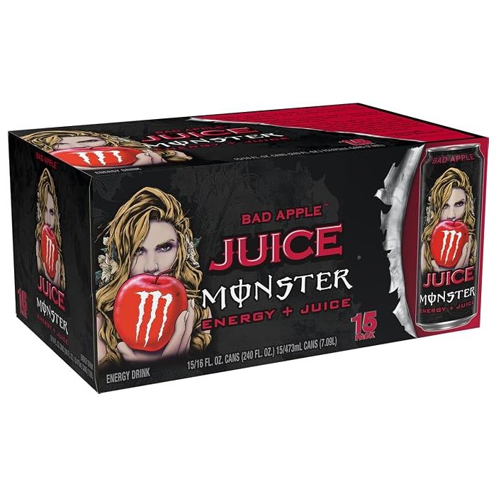 Monster Energy Juice Bad Apple, Bebida Energética + Jugo, 16