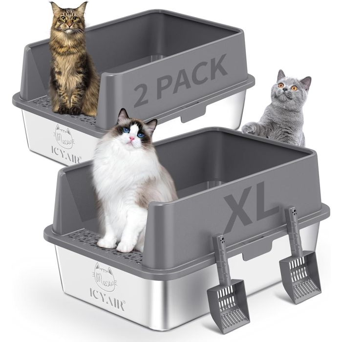 Bandeja Sanitaria para Gato de Acero Inoxidable 2 Pack Grande