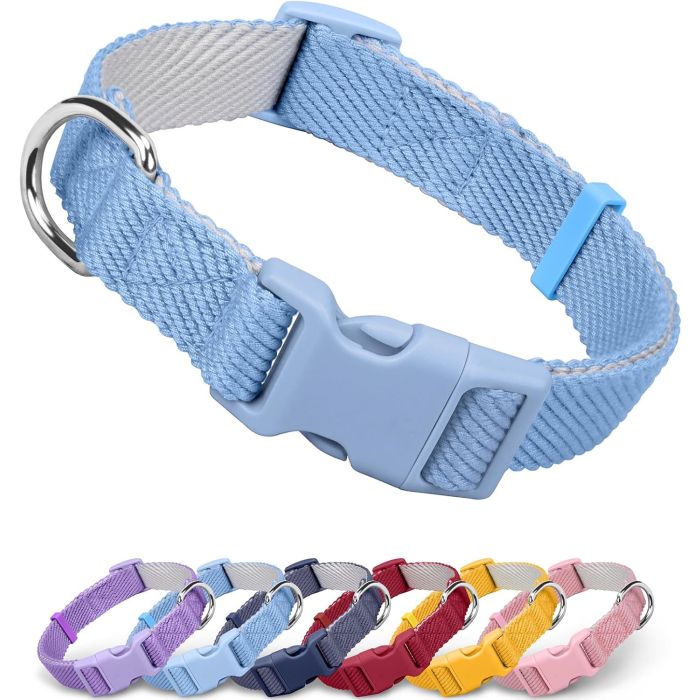 Collar de algodón para perro Dynmeow, azul claro, XS