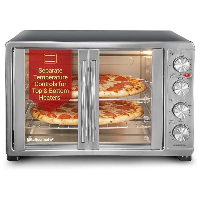 Horno Tostador de Doble Puerta Elite Gourmet ETO-4510M 45L,