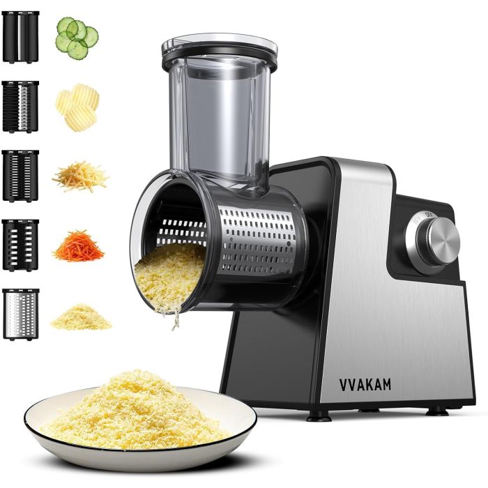 Rallador Eléctrico 5 en 1 300W Cortador Verduras Acero Inoxidable