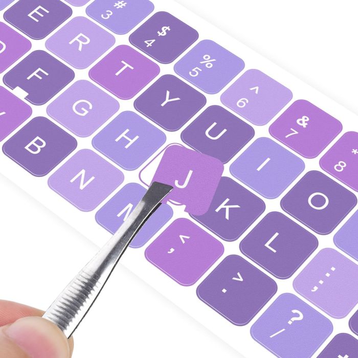 2 Stickers para Teclado Inglés, Púrpura/Blanco, Universal