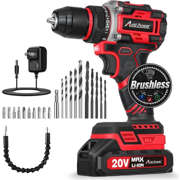 Taladro Atornillador Inalámbrico AVID POWER 20V con Batería y 22 Accesorios