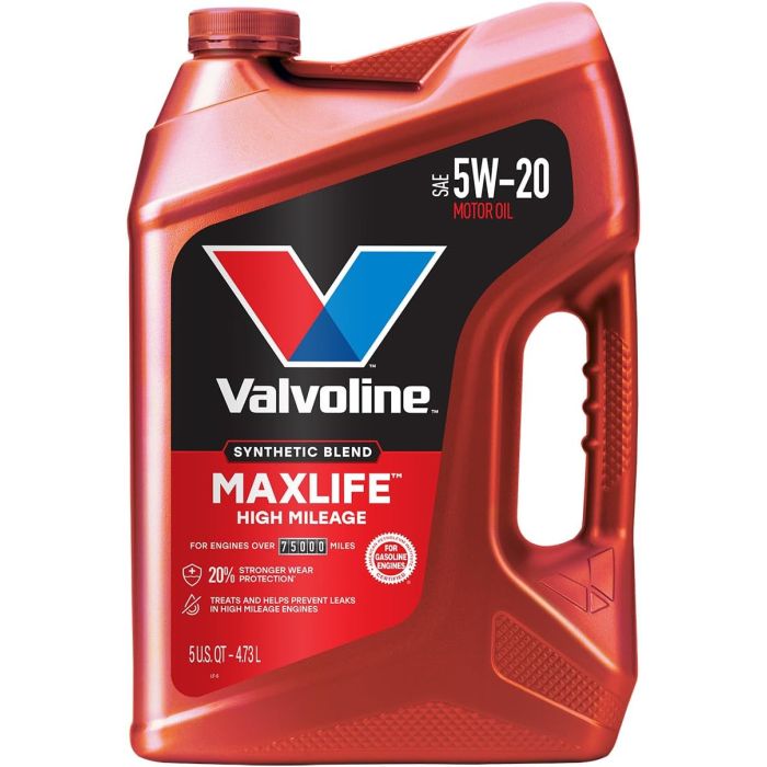 Valvoline High Mileage 5W-20 Aceite de Motor 5 QT