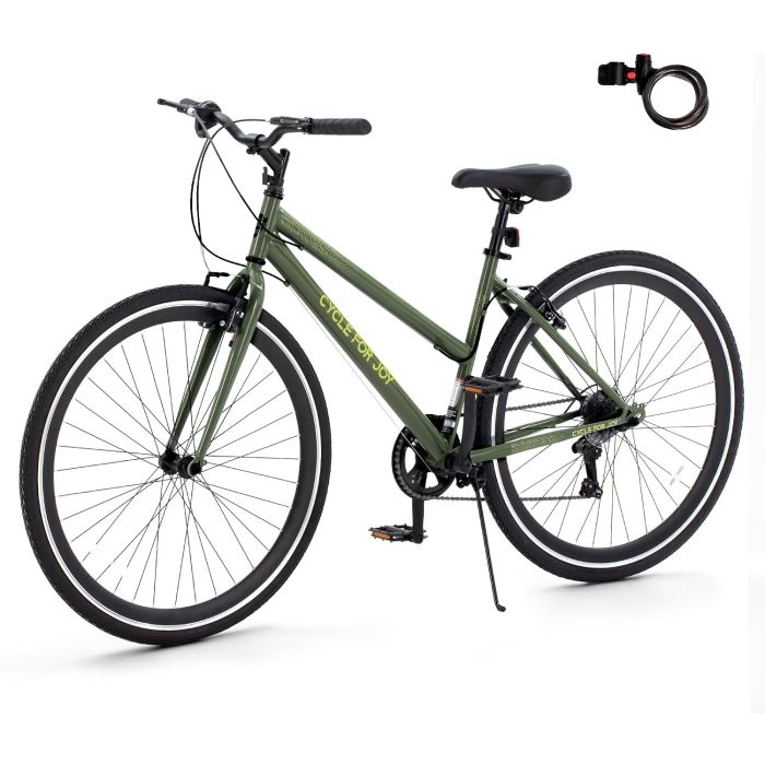 Bicicleta híbrida para hombre, 700C, 7 velocidades