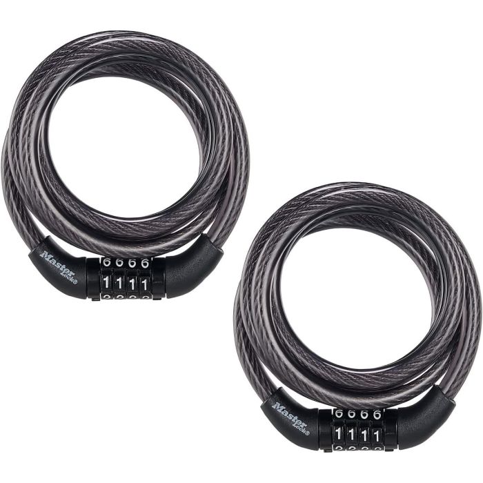 Candado de cable para bicicleta Master Lock Combo 4 ft Pack 2