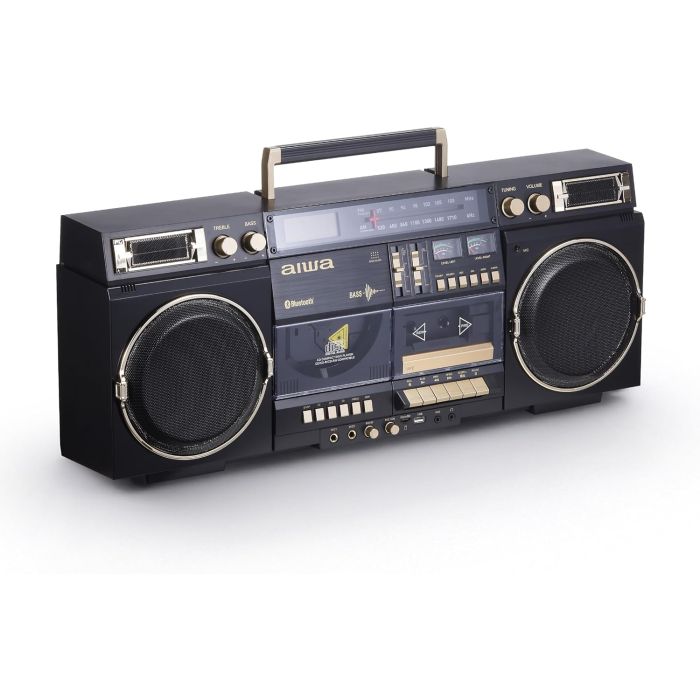 Aiwa Retro Boombox con CD, Cassette, Bluetooth, Radio FM/AM