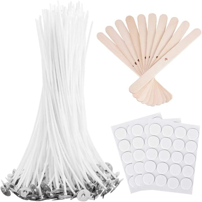 Pabilos para Velas de 6 Pulgadas - 100 Unidades con Pegatinas
