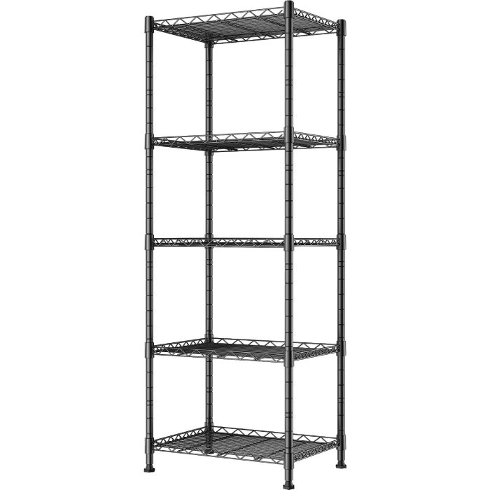 Estantería metálica ajustable 5 niveles negra 53.5 in
