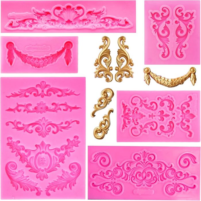 Molde de Silicona Barroco 6 Piezas para Repostería y Manualidades