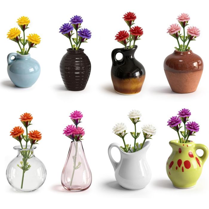 Imanes para Nevera Mini Macetero Cerámica 8 Piezas Decorativos