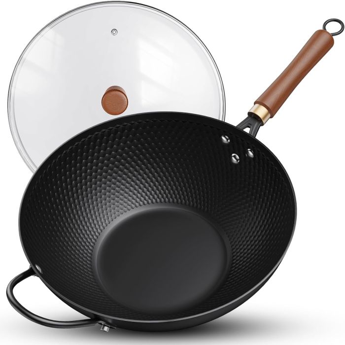 Wok de Acero al Carbono Todlabe 13 Pulgadas Antiadherente