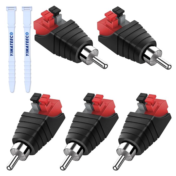 Adaptador RCA a cable de altavoz, 6 piezas, conector RCA macho
