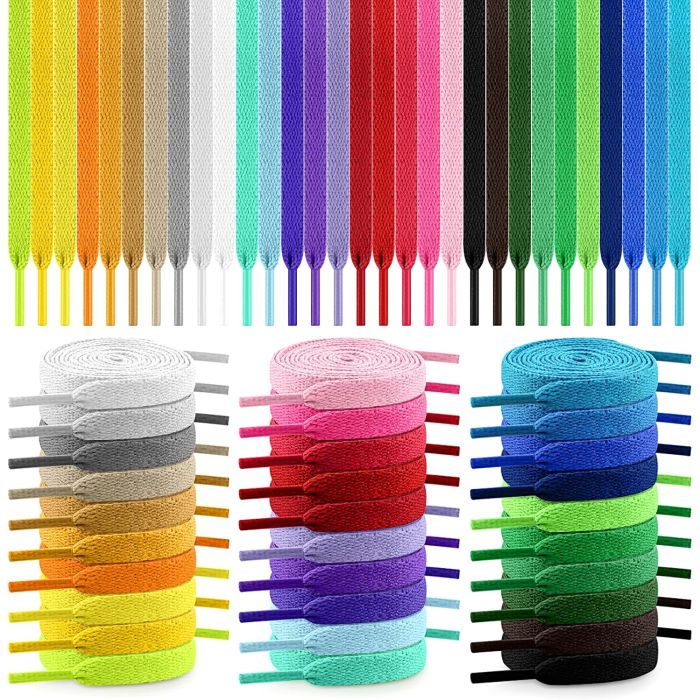 30 pares de cordones planos de colores para calzado