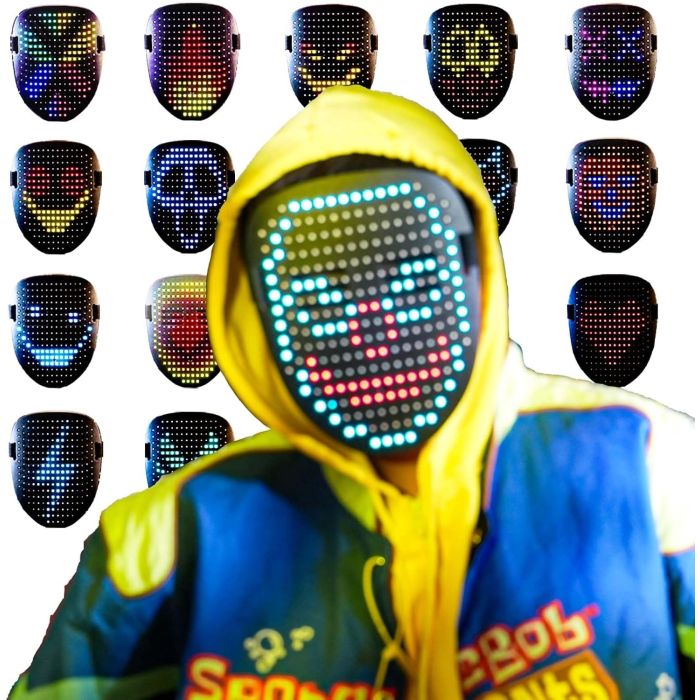 Máscara LED NICENICY para adulto, 50 caras, gestos, Halloween