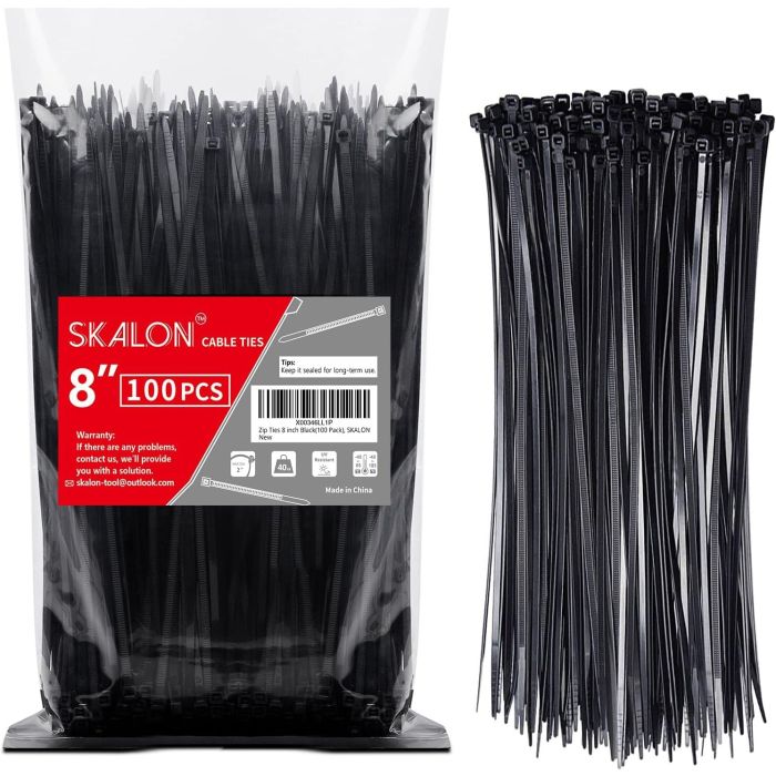 Bridas negras de nylon 8 pulgadas 100 unidades