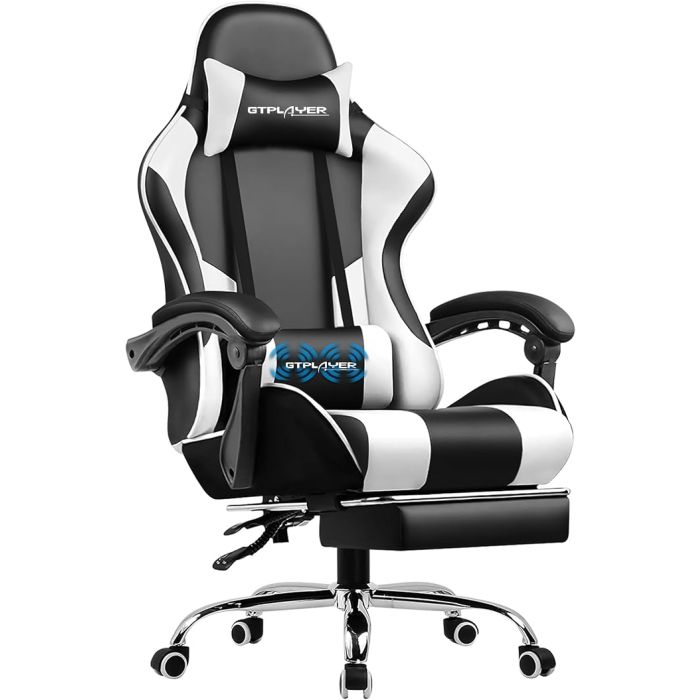 Silla Gamer con Reposapiés y Soporte Lumbar Color Blanco