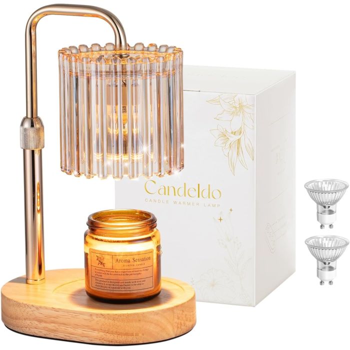 Lámpara calientavelas Candeldo dorada ajustable con temporizador
