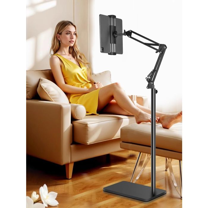 Soporte de suelo para tablet con base pesada y altura ajustable