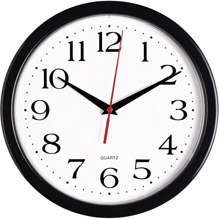 Reloj de Pared Bernhard Products Negro 10 Pulgadas Silencioso Analógico