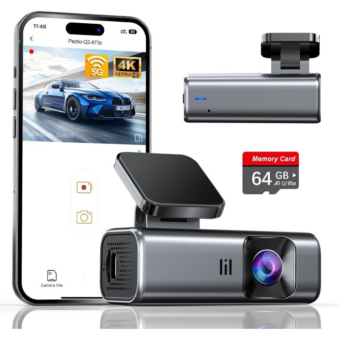 Dash Cam 4K con WiFi 5G, 64GB incluido, pantalla pequeña