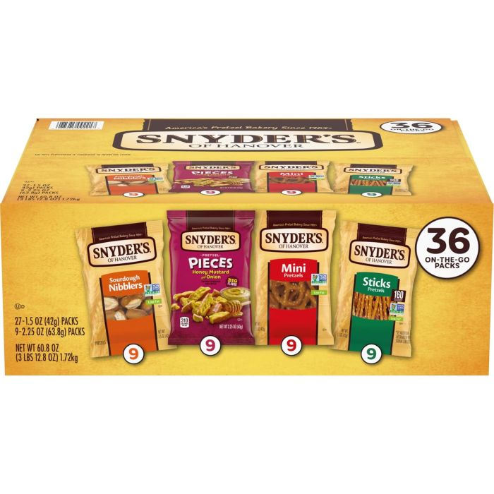 Variedad de Pretzels Snyder's of Hanover, Pack de 36 unidades