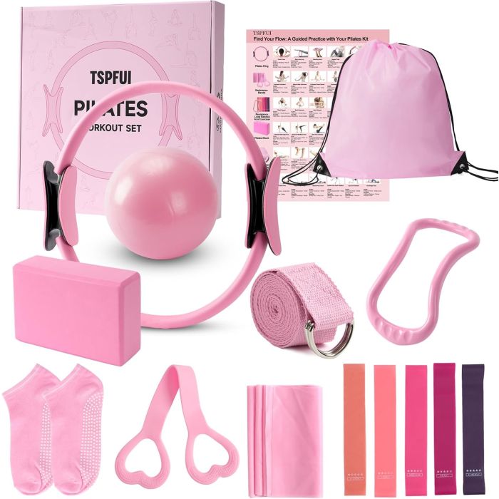 Kit de Pilates para Mujeres con Aro, Banda, Pelota y Guía