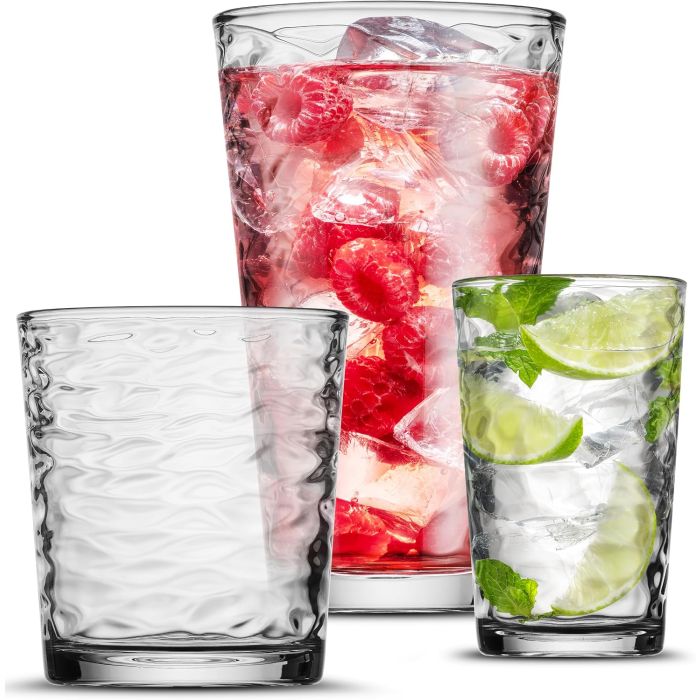 Set de 18 Vasos Biscayne POPLASS - Vasos Highball, DOF y Jugo