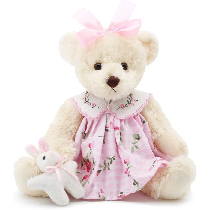 Oitscute Osito de Peluche Bebé Pequeño con Vestido de Conejo, 25 cm