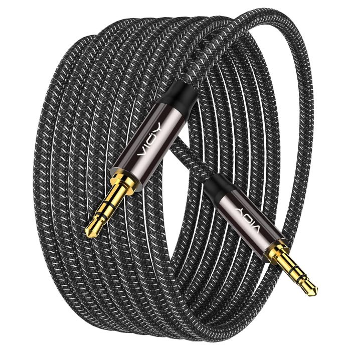 VIOY Cable Aux 3.5mm Macho a Macho 20 pies Trenzado Negro