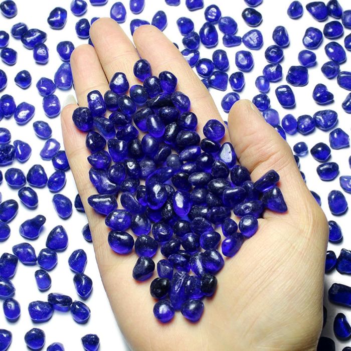 Piedras de Mar Azul Profundo 1 Lb Vidrio Decorativo