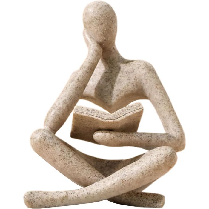 Estatua Pensante de Resina para Decoración – Beige