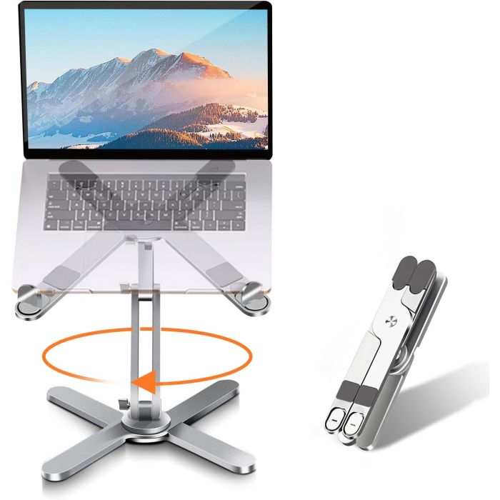 Soporte para Laptop Moallia con Base Giratoria 360°, Ajustable y Plegable