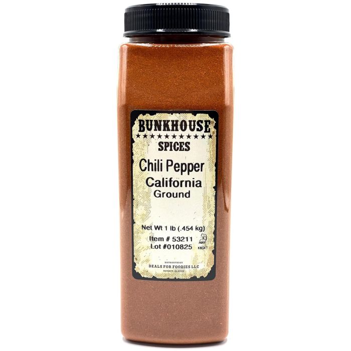 Chile California Molido BUNKHOUSE, Polvo de Chile Suave, 16 oz