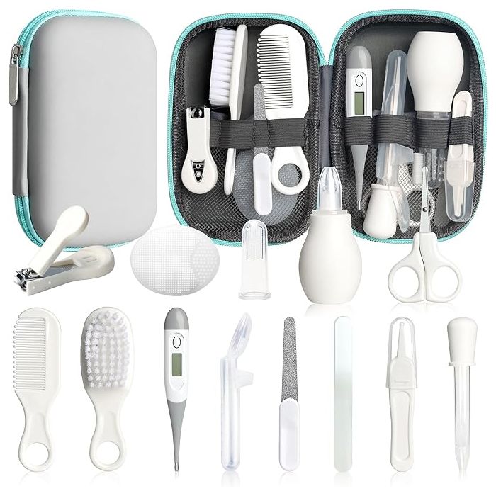 Set Cuidado Bebé 14 Piezas Gris Blanco