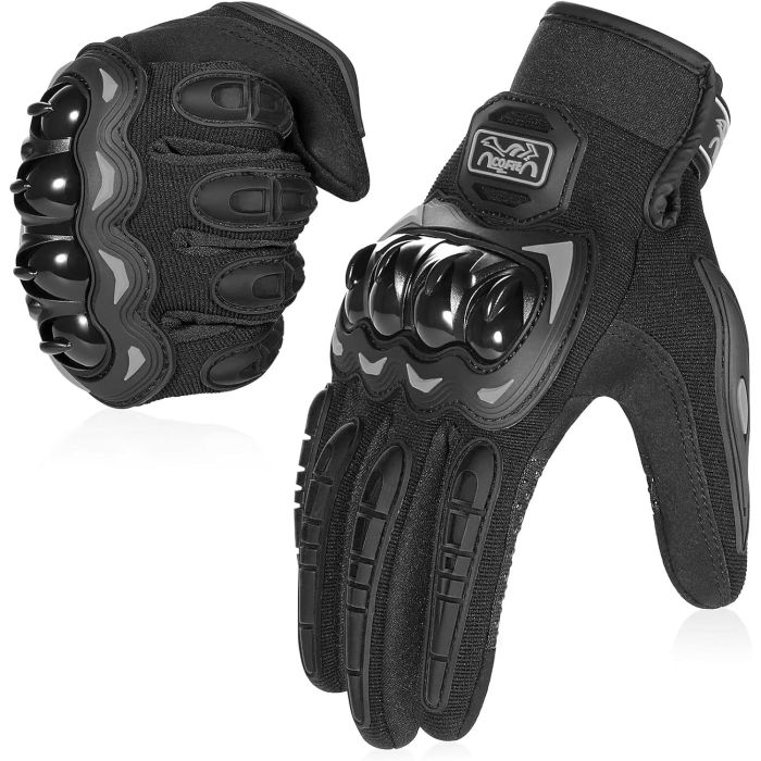 Guantes para Motocicleta Unisex, Tacto Completo con Pantalla, Negro L