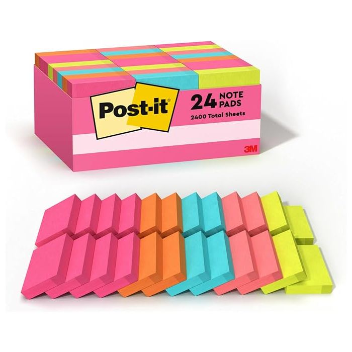 Notas Adhesivas, 24 Paquetes, Guava Aqua Lime Pink Orange