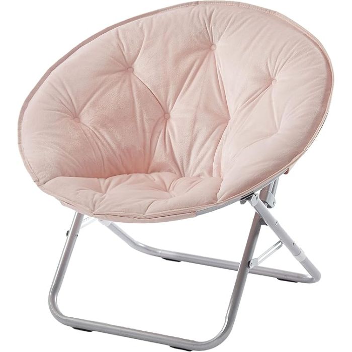 Sillón Plegable Descanso Redondo Peluche Color Blush