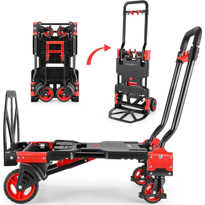 COOCHEER Carro plegable 330 lb, convertible 4/2 ruedas