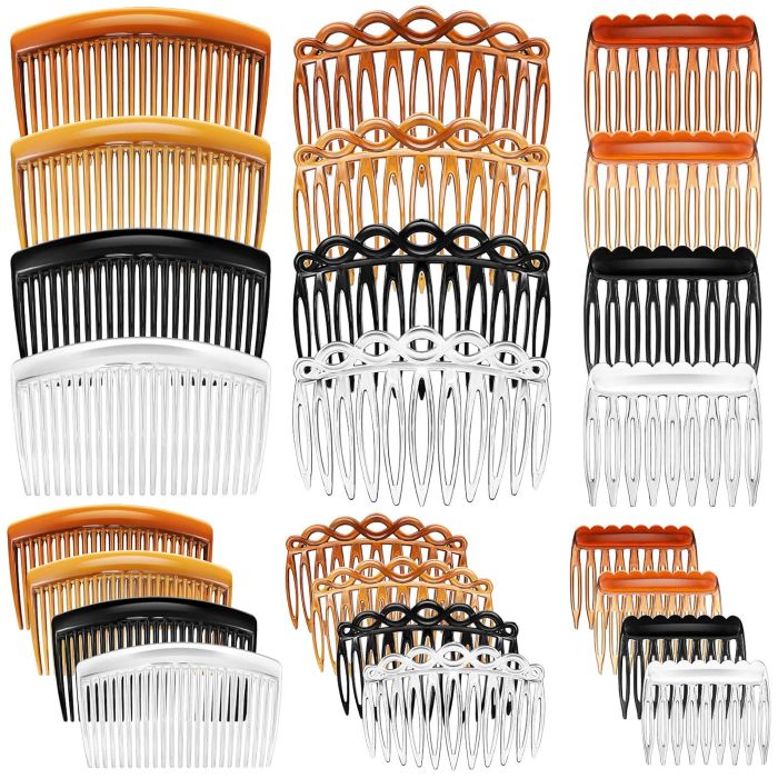 24 Peines Laterales Plásticos Multicolor para Cabello