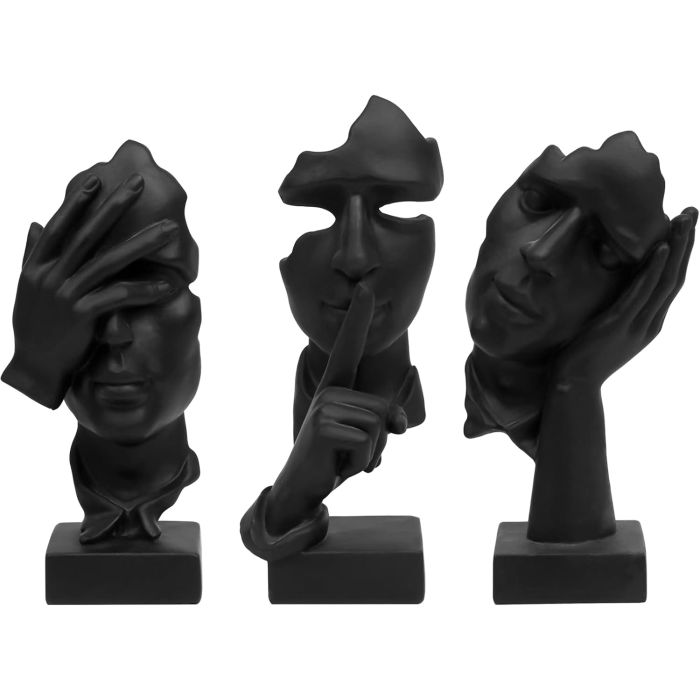 3 Figuras Pensador Resina Abstracta Decoración Hogar Oficina Negro
