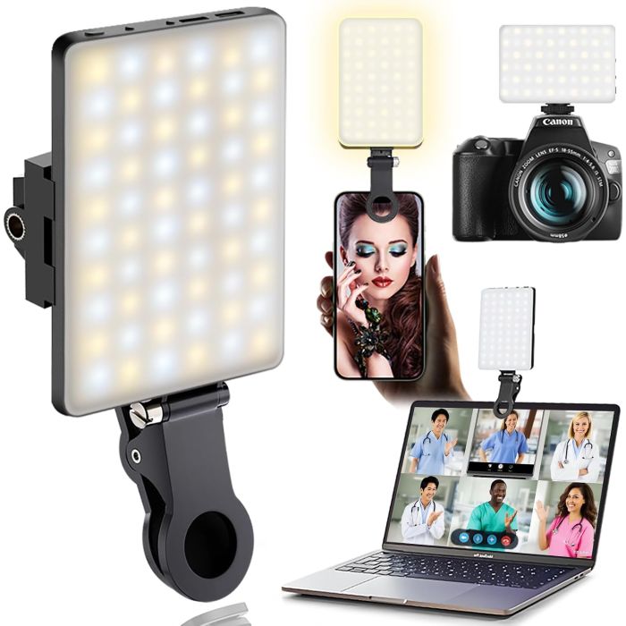 Luz Selfie LED Portátil 60 Lámparas con Clip y Adaptador