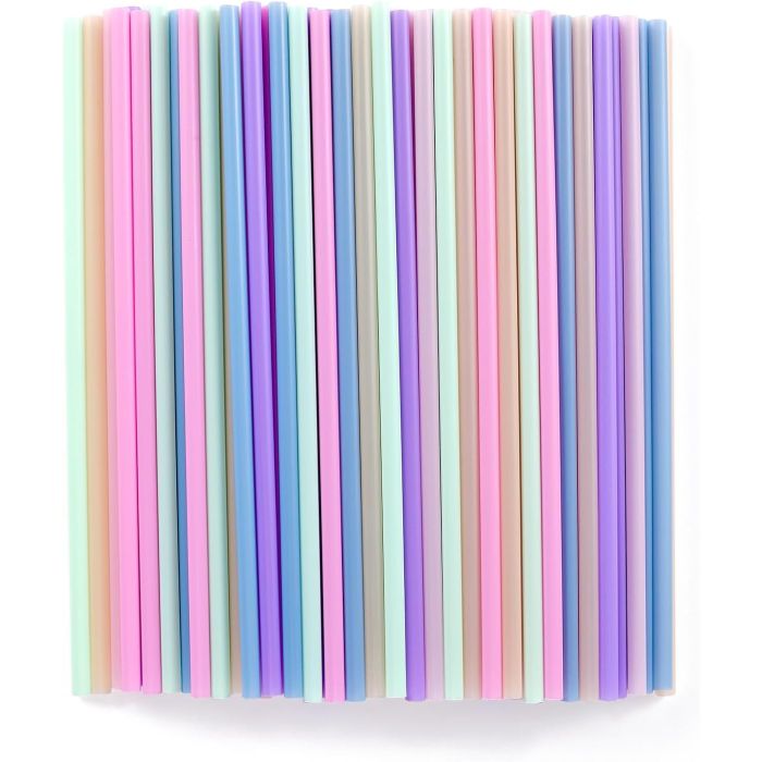100 pitillos desechables de plástico coloridos