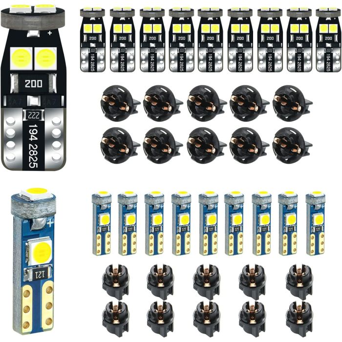 Kit de 30 bombillas LED T5/T10 12V blanco para tablero de auto