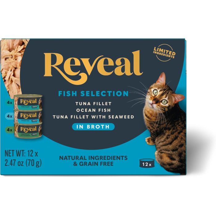 Reveal Alimento Húmedo para Gatos, Variedad de Pescado, 12 Latas