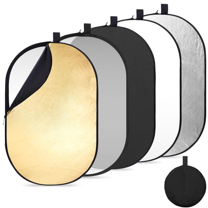 Reflector oval plegable 5 en 1 60x90cm con bolsa