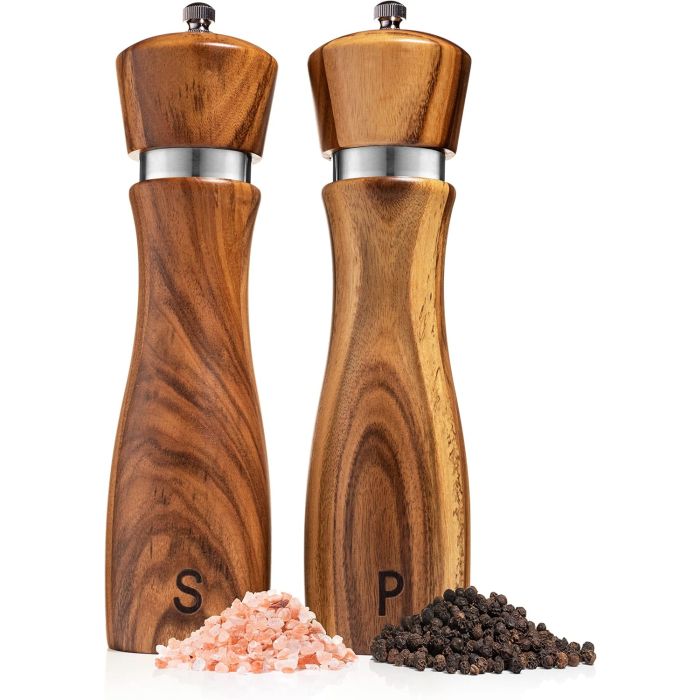 Set de Molino Sal y Pimienta de Madera Acacia, 8 pulgadas