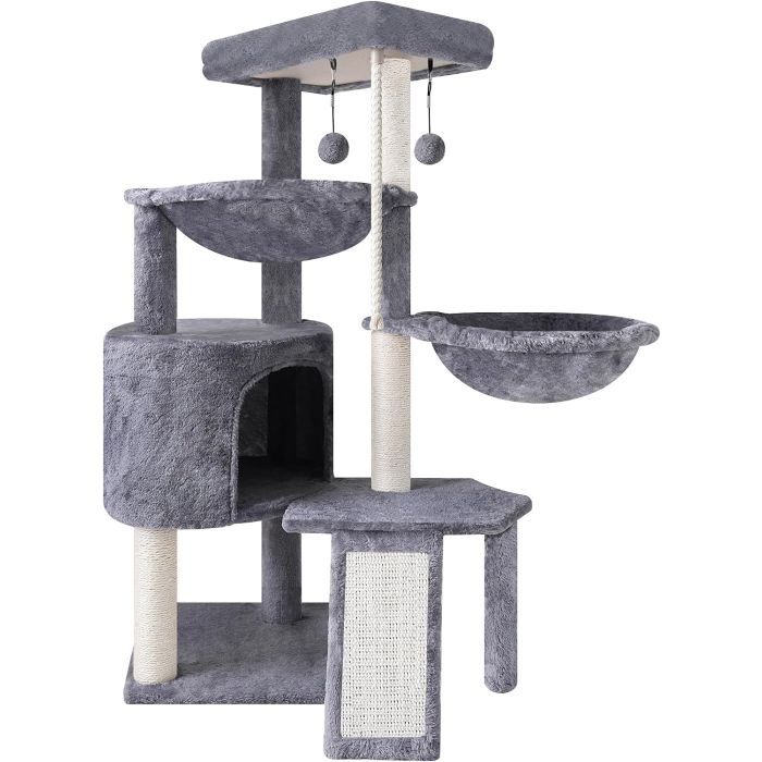 Árbol para Gatos 3 Niveles con Condo y Hamacas Gris