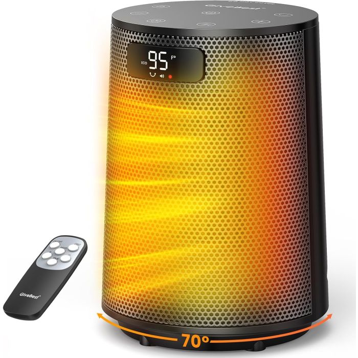 Calefactor Eléctrico Portátil Cerámico PTC 1500W con Termostato y Control Remoto