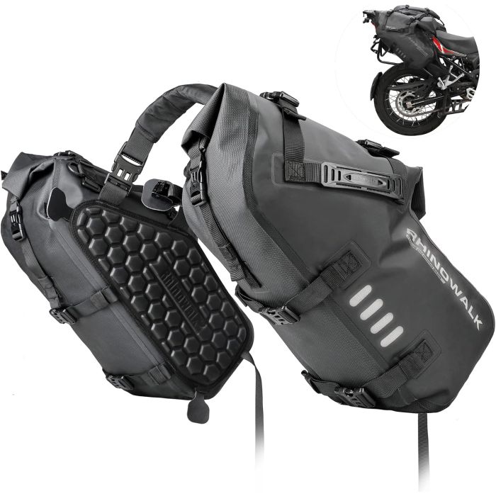 Alforjas impermeables para moto 28L Rhinowalk negras